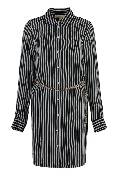 Michael Kors Belted Shirtdress In Black