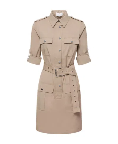 Michael Kors Belted Tooling Mini Dress In Brown