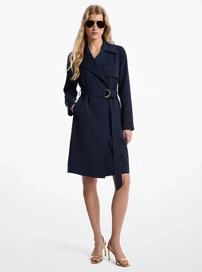 Michael Kors Belted Trench Coat In Blue