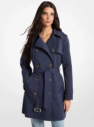 Michael Kors Belted Trench Coat In Blue