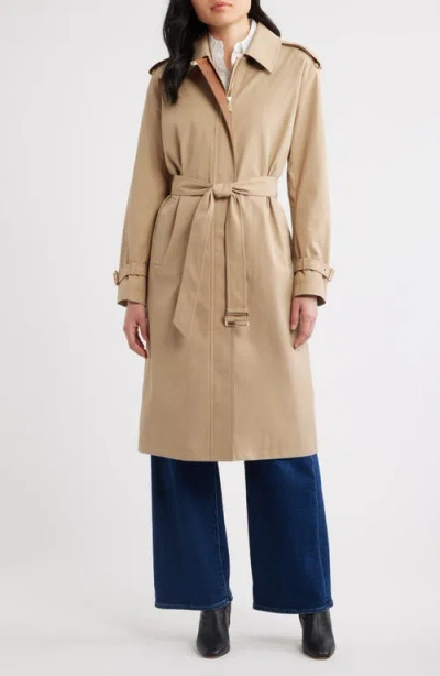 Michael Kors Belted Trench Coat In Brown