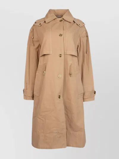 Michael Kors Belted Trench Coat With Hood And Epaulettes In Neutral