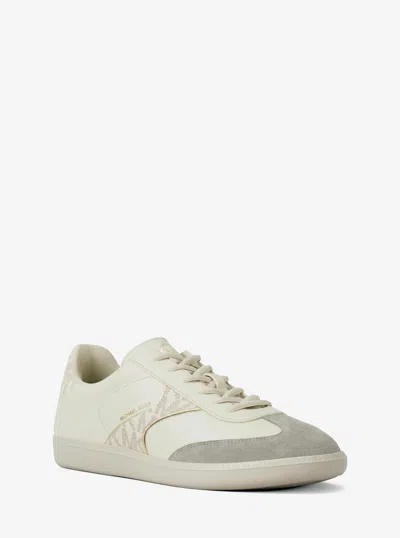 Michael Kors Benny Mixed-media Sneaker In Metallic