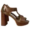 Michael Kors Berkley Block-heel Sandals In Luggage Brown Leather