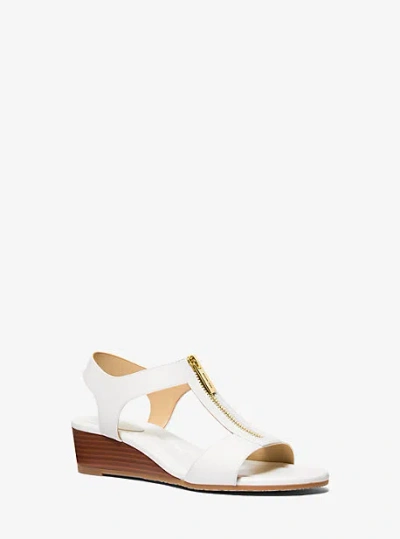 Michael Kors Berkley Leather Wedge Sandal In White