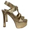 Michael Kors Berkley Platform Sandal In Pale Gold Metallic Snake Embossed Leather
