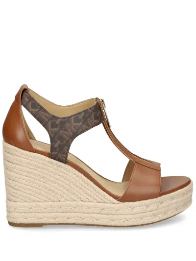Michael Kors Berkley Wedge Sandals In Brown