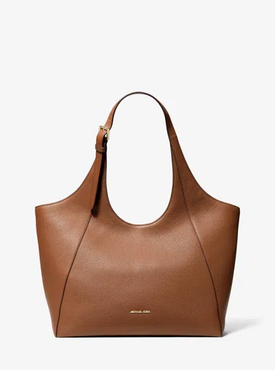 Michael Kors Bernie Large Pebbled Leather Tote Bag In Brown