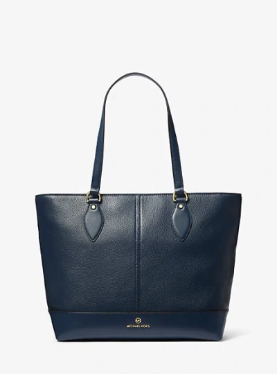 Michael Kors Beth Large Pebbled Leather Tote In Blue