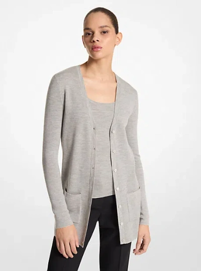 Michael Kors Bette Cashmere Cardigan In Gray