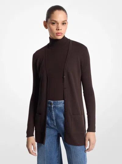Michael Kors Bette Cashmere Cardigan In Brown