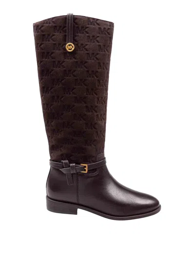 Michael Kors Beverly Flat Chocolate Leather Boot In Brown
