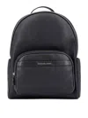 Michael Kors Bex Leather Backpack With Frontal Logo Patch In Black