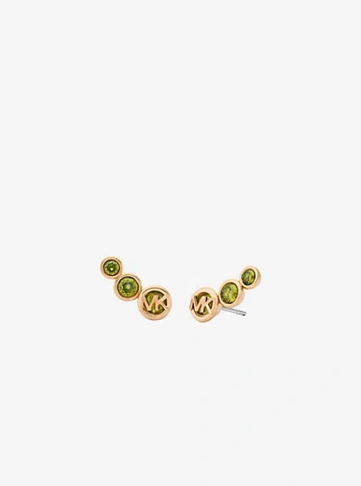 Michael Kors Bezel Cubic Zirconia Crawler Earrings In Gold