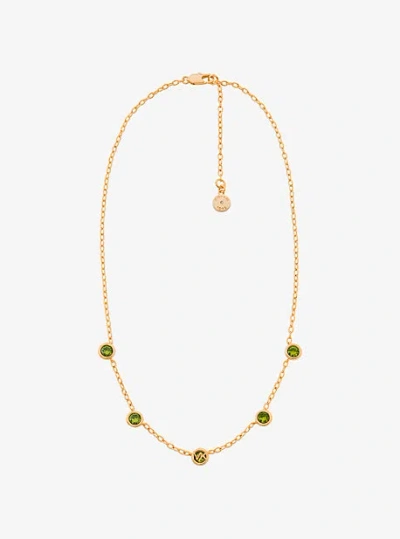 Michael Kors Bezel Cubic Zirconia Necklace In Gold