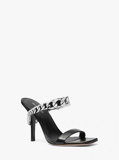 Michael Kors Bianca Embellished Leather Sandal In Black