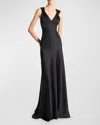 Michael Kors Bias-cut Satin Charmeuse Gown In Black