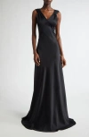 Michael Kors Bias-cut Satin Charmeuse Gown In Black