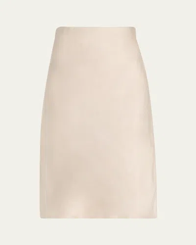 Michael Kors Bias Satin Midi Pull-on Skirt In Gray