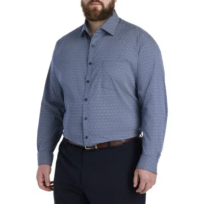 Michael Kors Big & Tall Abstract Patterned Performance Dress Shirt In Navy