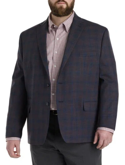 Michael Kors Big & Tall Plaid Sport Coat In Plum