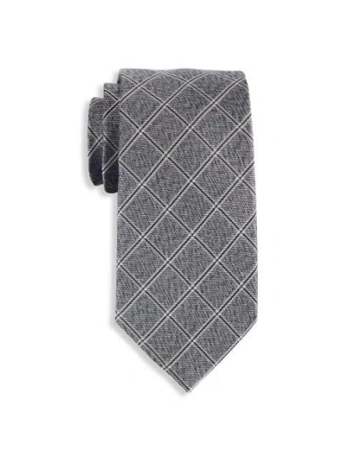 Michael Kors Big & Tall Yarrow Grid Patterned Tie In Gray