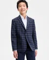 Michael Kors Big Boys Checkered Notch Lapel Jacket In Blue
