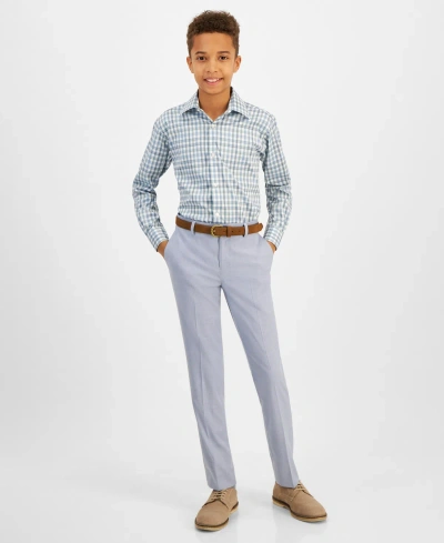 Michael Kors Big Boys Classic Fit Stretch Dress Shirt In Blue,sage