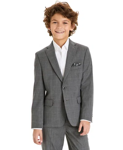 Michael Kors Kids' Big Boys Classic-fit Windowpane Suit In Blue