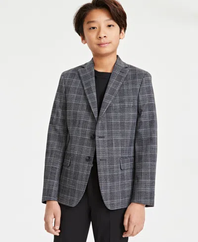 Michael Kors Kids' Big Boys Plaid Suit Jacket In Grey,charc