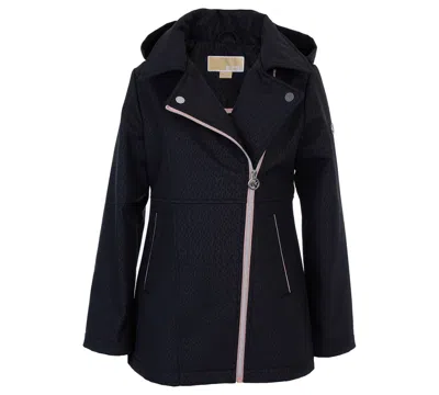 Michael Kors Kids' Big Girls Asymmetric Zip Softshell Jacket In Black