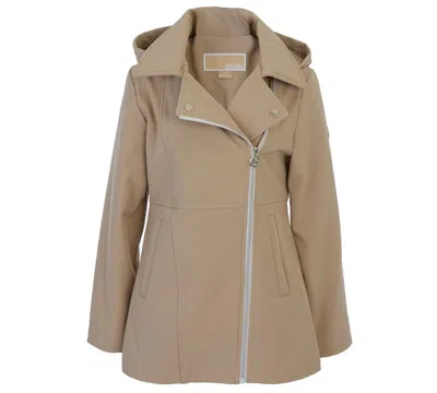 Michael Kors Kids' Big Girls Asymmetric Zip Softshell Jacket In Brown