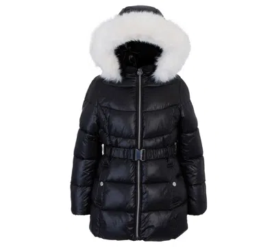 Michael Kors Kids' Big Girls Belted Stadium Puffer Jacket In Black