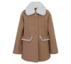 Michael Kors Toddler And Little Girls Faux Wool Hooded Collar Jacket In Brown