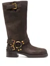 Michael Kors Crosby Suede Knee High Boots In Brown
