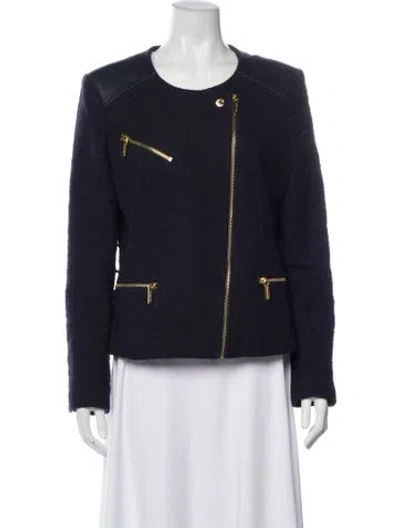 Pre-owned Michael Kors Biker Jacket In Blue