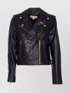 Michael Kors Leather Moto Jacket In Black