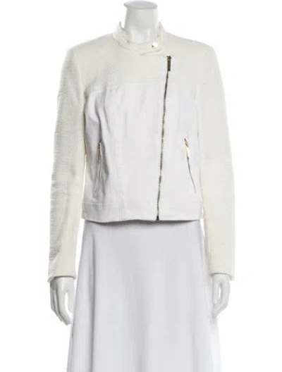 Pre-owned Michael Kors Biker Jacket In White