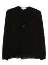Michael Kors Black Blouse With Ruffle Collar  In Black