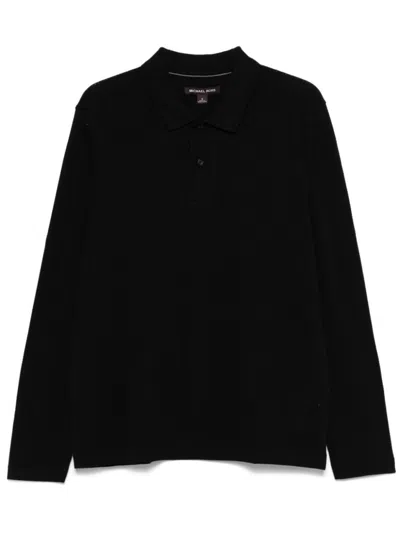 Michael Kors Black Bubble Knit Long Sleeve Polo Shirt