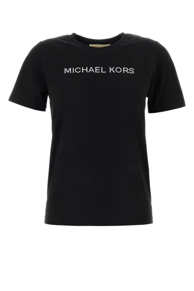 Michael Kors Cotton Crew Neck T Shirt Short Sleeves In Black
