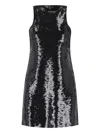 Michael Kors Sequin Embellished Sleeveless High Neck Dress In Black