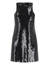 Michael Kors Sequin Embellished Sleeveless High Neck Dress In Black