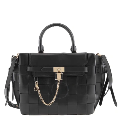 Michael Kors Black Large Woven Hamilton Legacy Belted Satchel