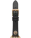 Michael Kors Black Leather Band For Apple Watch 38mm And 40mm In Black