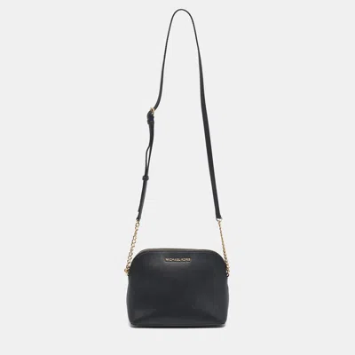 Pre-owned Michael Kors Black Leather Cindy Crossbody Bag