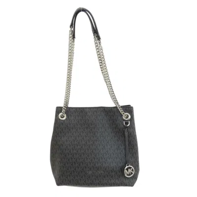 Pre-owned Michael Kors Black Leather Coated Canvas Tote Bag ()