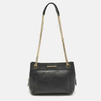 Pre-owned Michael Kors Black Leather Jet Set Chain Shoulder Bag