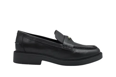 MICHAEL KORS MICHAEL KORS BLACK LEATHER LACED FLAT SHOES
