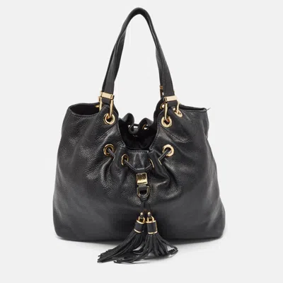 Pre-owned Michael Kors Black Leather Large Camden Drawstring Shoulder Bag